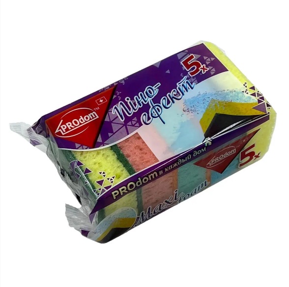 Губки кухонні (90*60*30мм/5шт) пористі піноефект ТМ "ПРОДОМ"